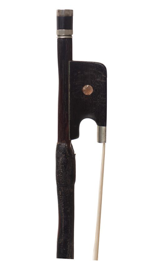 A nickel-mounted violin bow, probably by a member of the Dodd Family