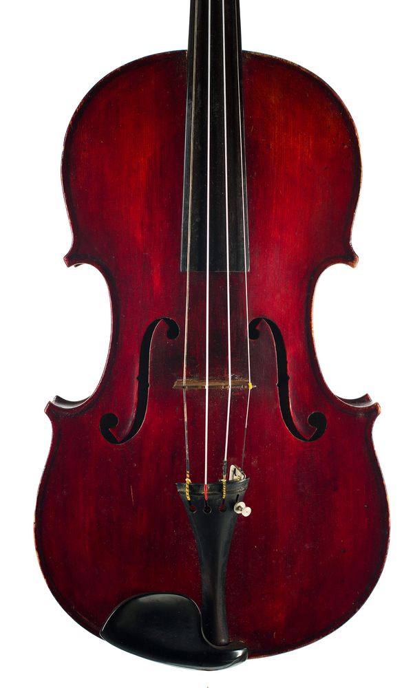 A viola, labelled Antonius Stradivarius Cremonensis