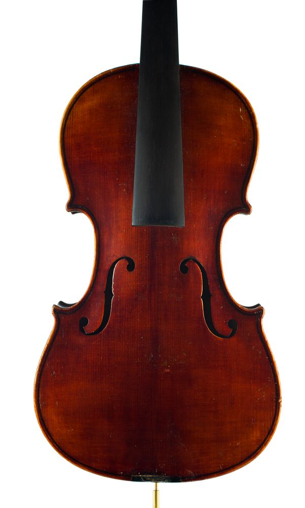 A violin, labelled Schuster & Co