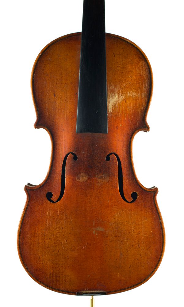 A violin, labelled Johann Uhlrich Fichtl over 100 years old