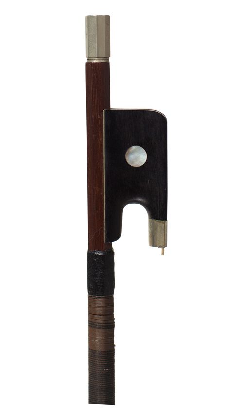 A nickel-mounted viola bow, unstamped