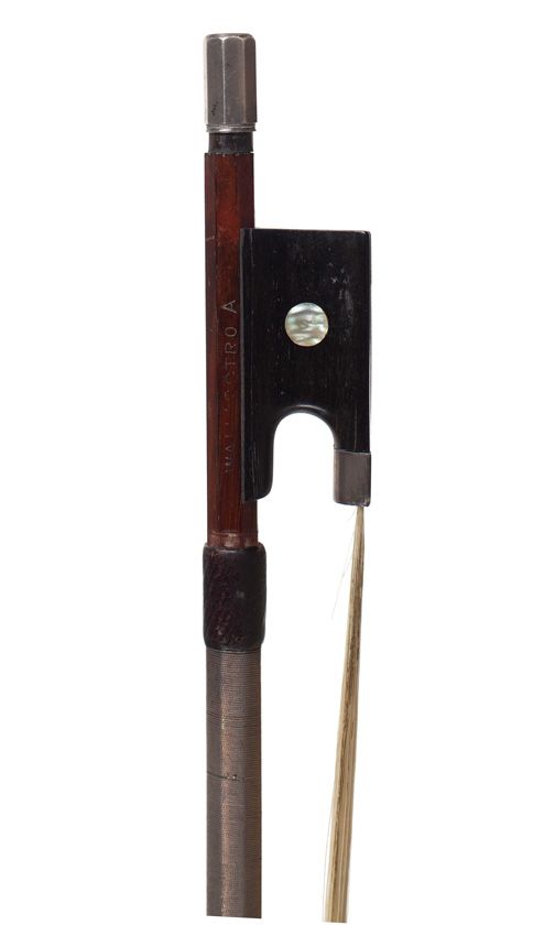 A silver-mounted violin bow, stamped Walliostro