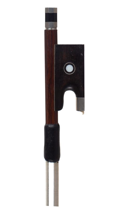 A nickel-mounted violin bow, unstamped