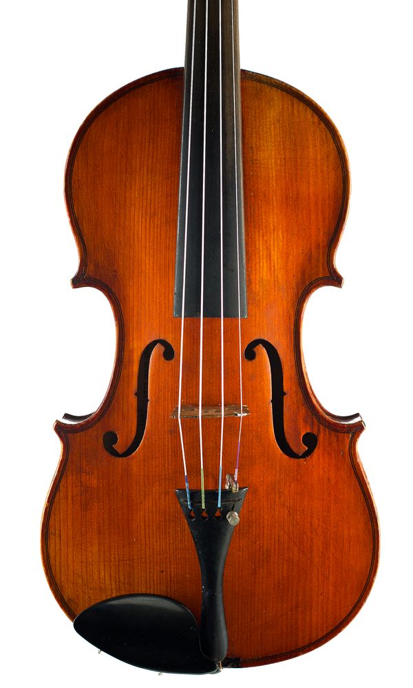 A violin, labelled Modele d'apres