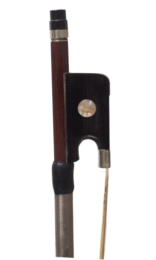 A nickel-mounted cello bow, unstamped