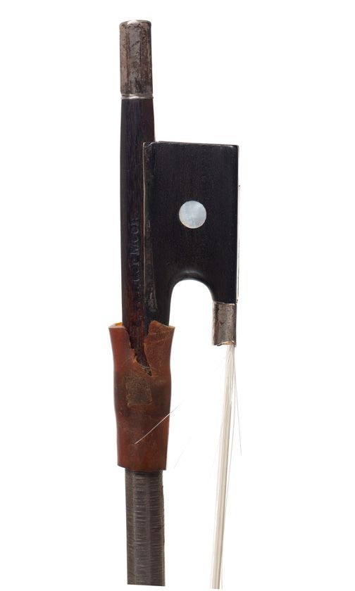 A silver-mounted cello bow, stamped K. van der Meer