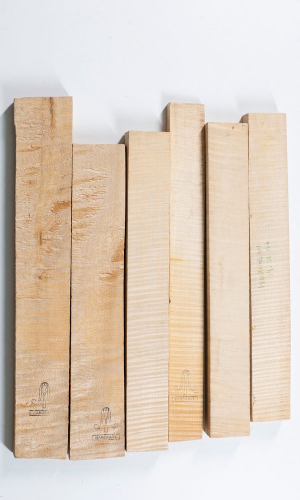 Six viola rib blocks, maple