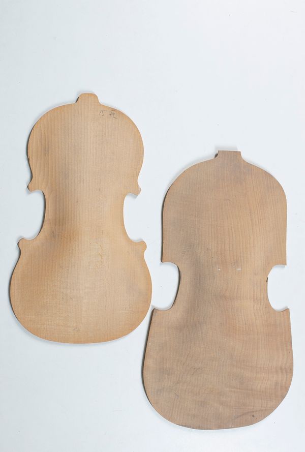 Five partially made violin backs, maple