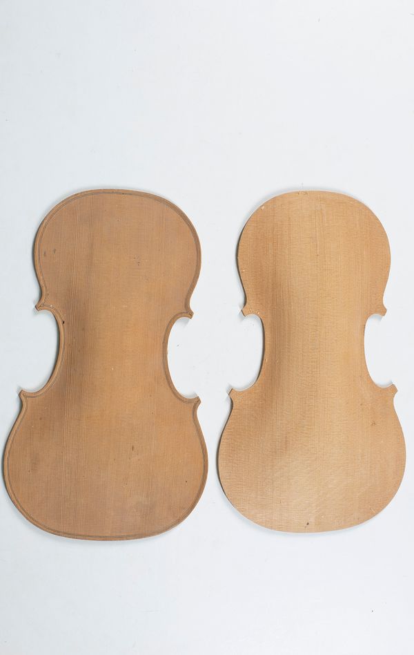 Five partially made violin fronts, spruce