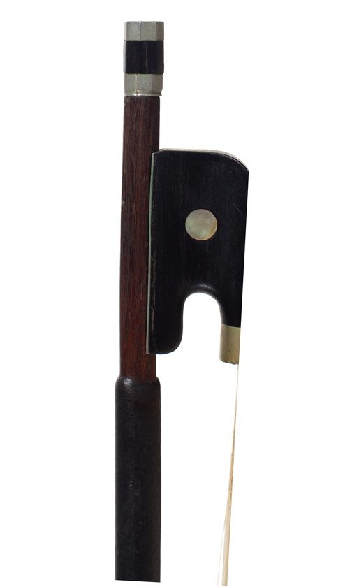 A nickel-mounted cello bow, unstamped