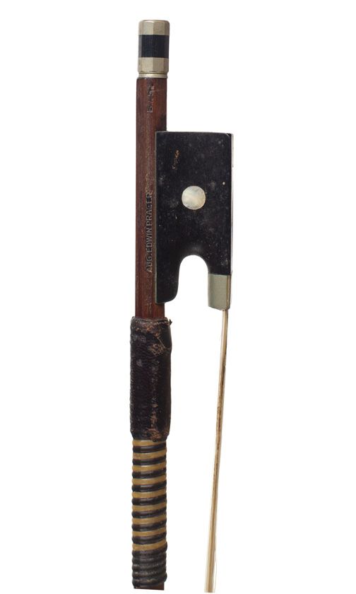 A nickel mounted violin bow, Workshop of August Edwin Prager, Germany