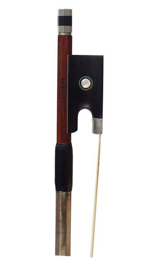 A nickel-mounted violin bow by J. P. Gabriel, Erlangen