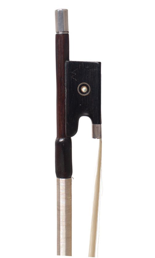 A silver-mounted violin bow, faintly stamped