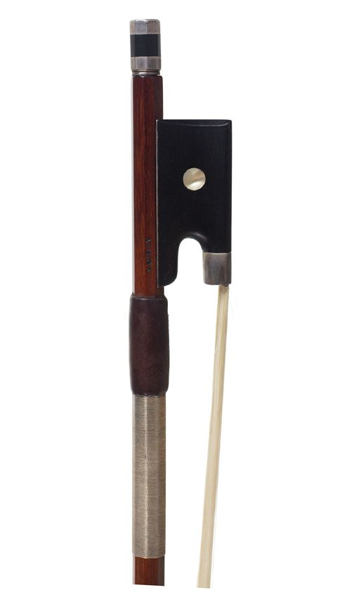 A silver-mounted violin bow, stamped Voirin