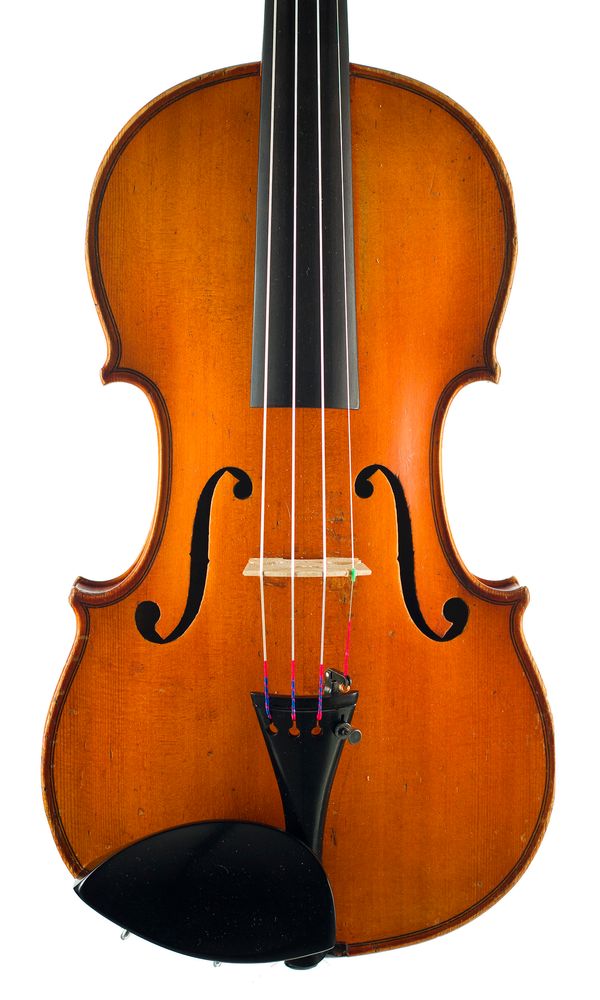 A violin, labelled  Antonius Stradivarius Cremonensis
