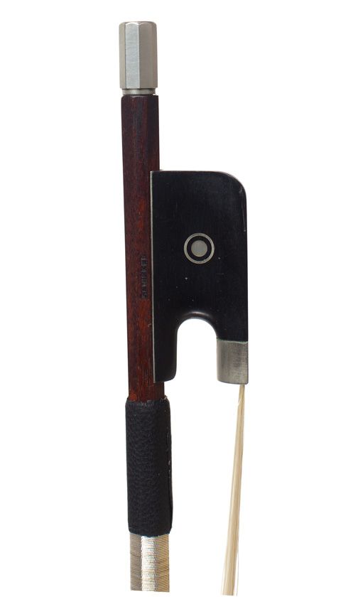 A nickel-mounted cello bow by Schicker, Germany