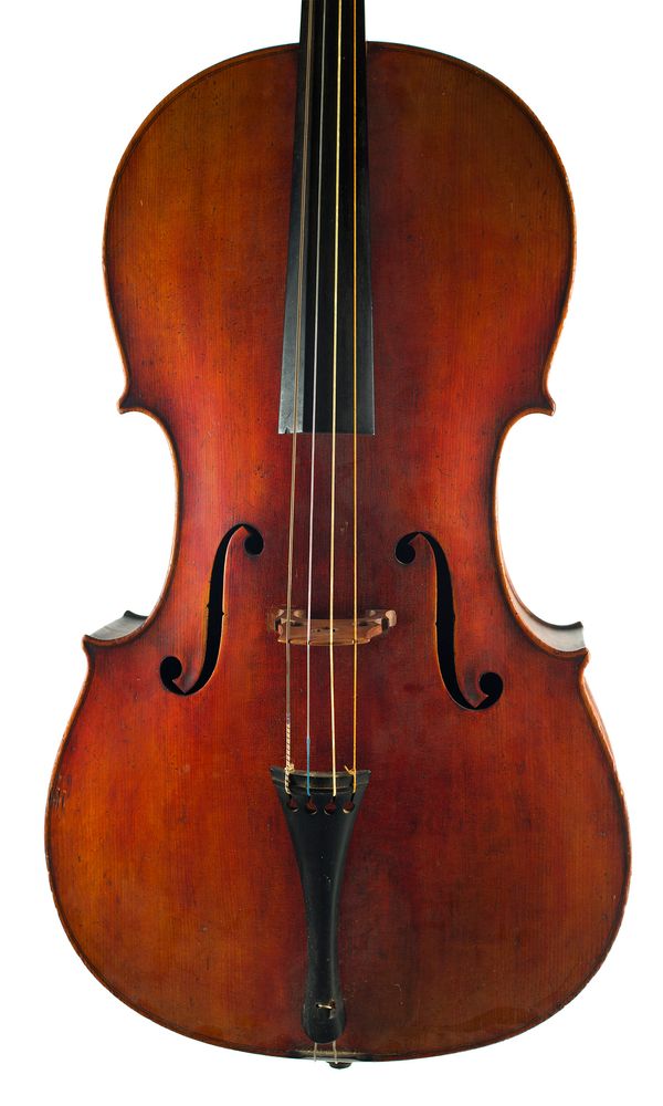 A cello, labelled Vuillaume a Paris