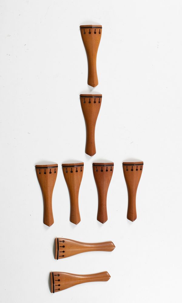 Eight boxwood viola tailpieces