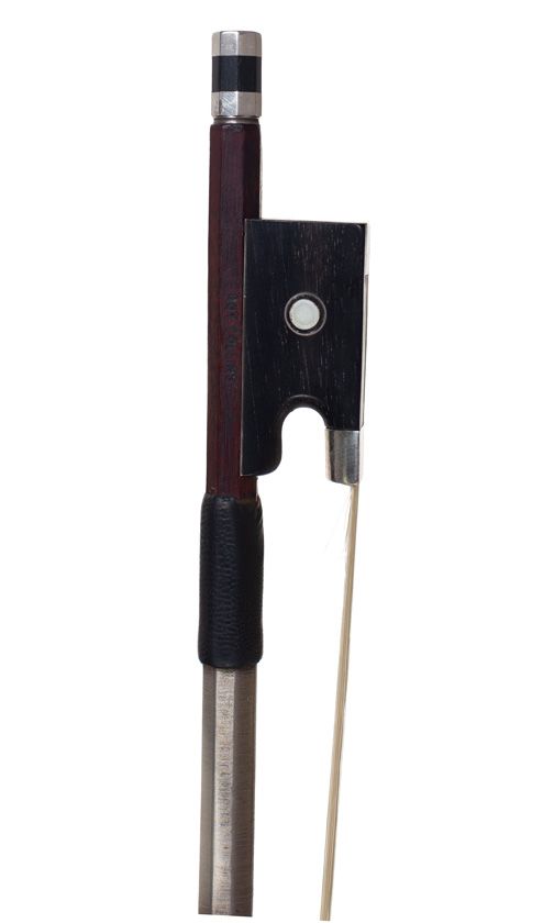 A silver-mounted violin bow by Roy Collins, England