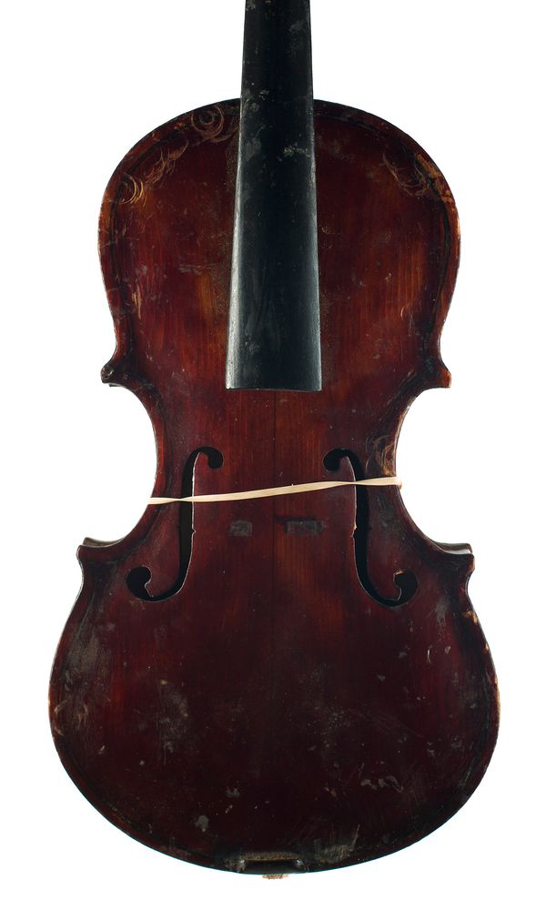 A violin, labelled D F Hunt (?)