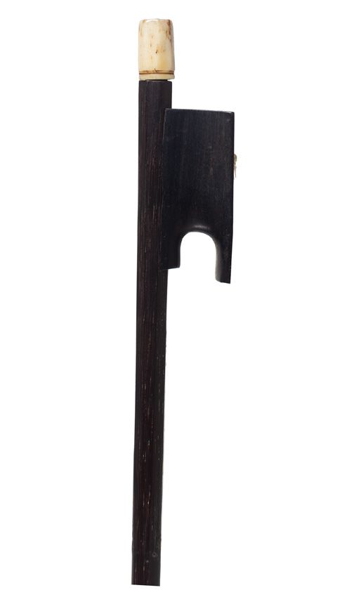 A bone-mounted violin bow, unstamped