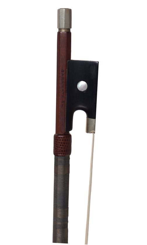 A nickel-mounted violin bow, Workshop of Jerome Thibouville-Lamy, Mirecourt