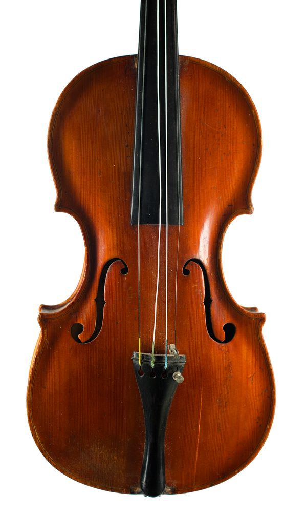 A violin, labelled Giuseppe Saretta