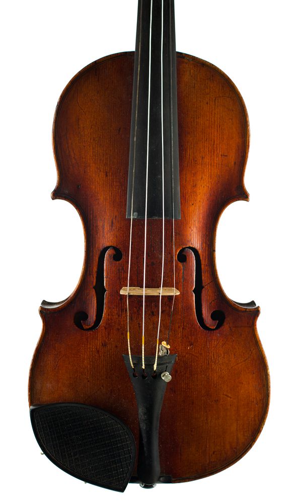 A violin, labelled Andreas Guarnerius