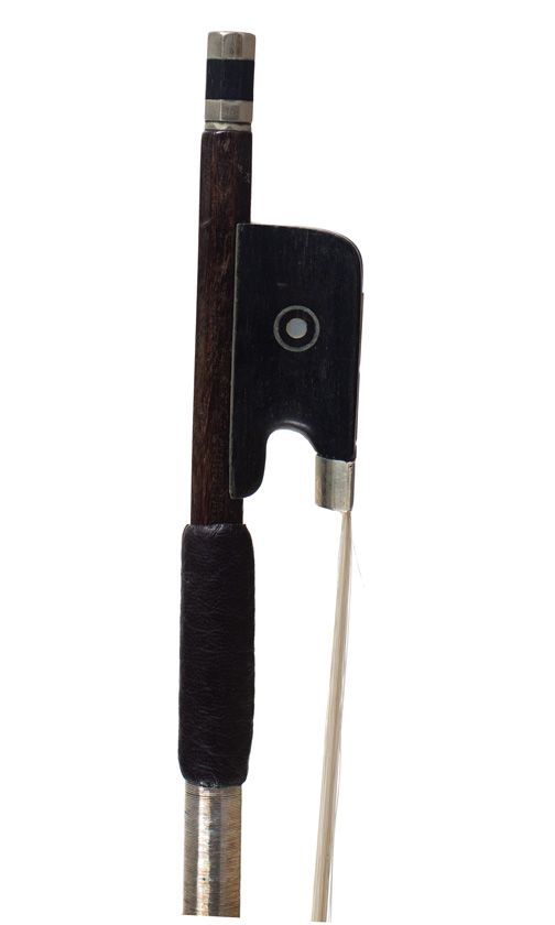 A nickel-mounted violin bow, stamped Weichold