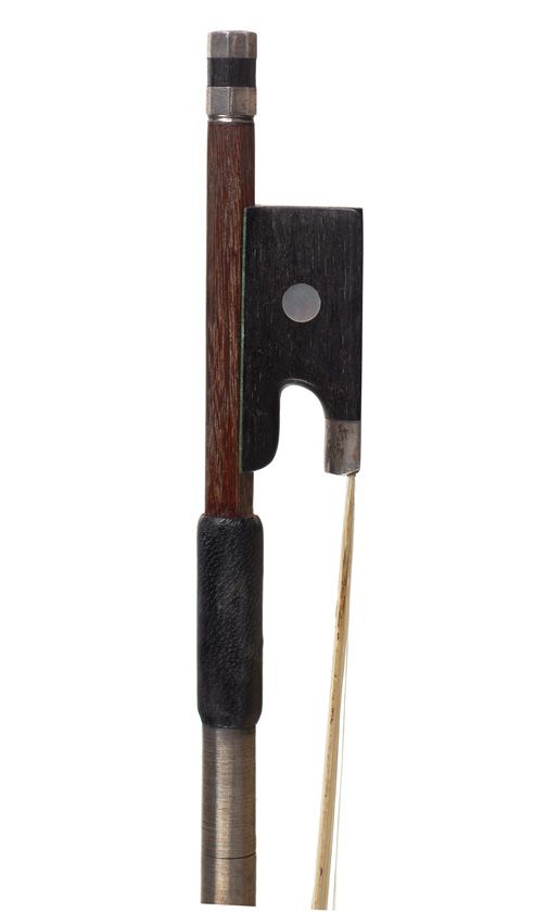 A silver-mounted violin bow, unstamped