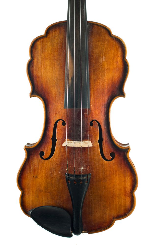 A violin, labelled Joh. Bap. Rogerius