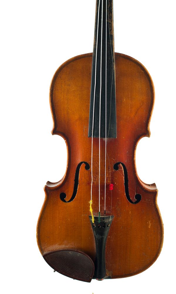 A half-sized violin, labelled Novotny Frantisek