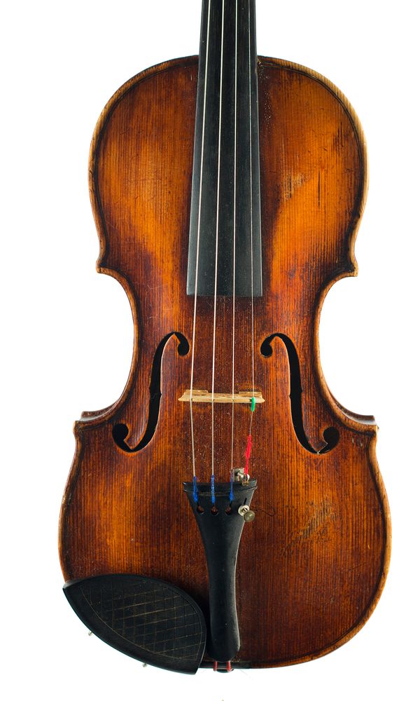 A violin, labelled Jean-Robert Chibon