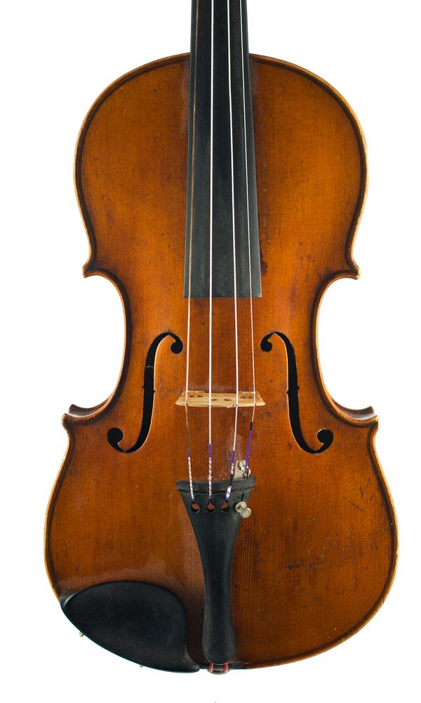 A violin, labelled Pietro Perni