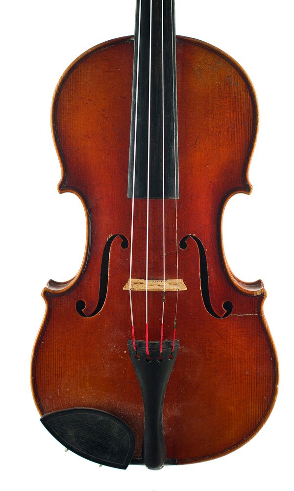 A three-quarter sized violin, labelled Gennaro de Luccia over 100 years old