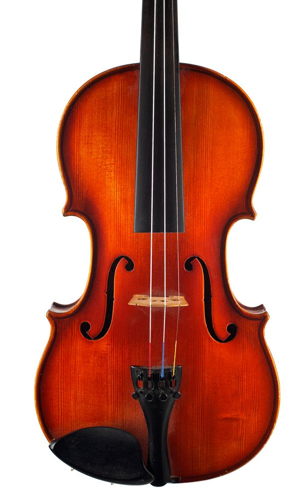 A violin, labelled Kónya István