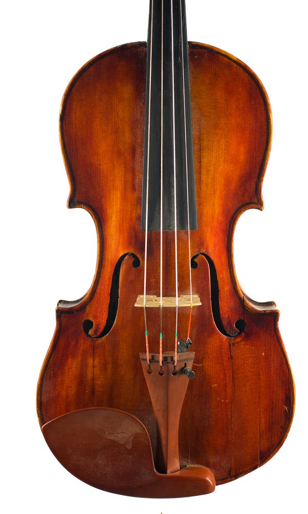 A violin, labelled Stefano Scarampella