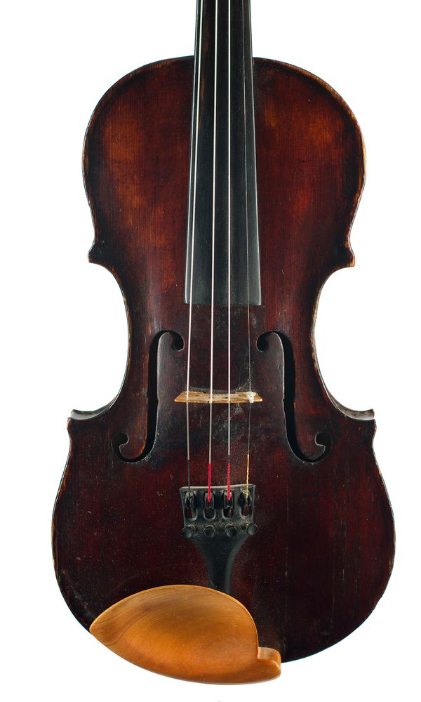 A violin, labelled Anselmus Bellosius