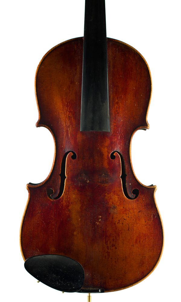 A violin, labelled Hieronimus Amati