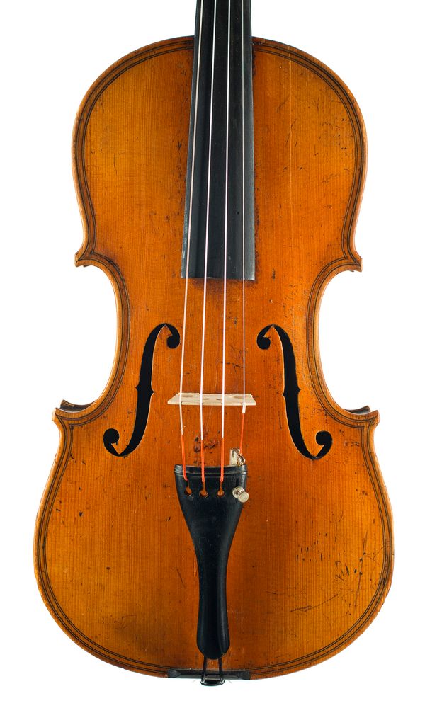 A violin, labelled Copy of Paolo Maggini