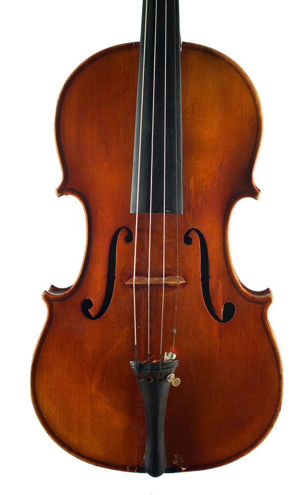 A violin, labelled Joseph Guarnerius