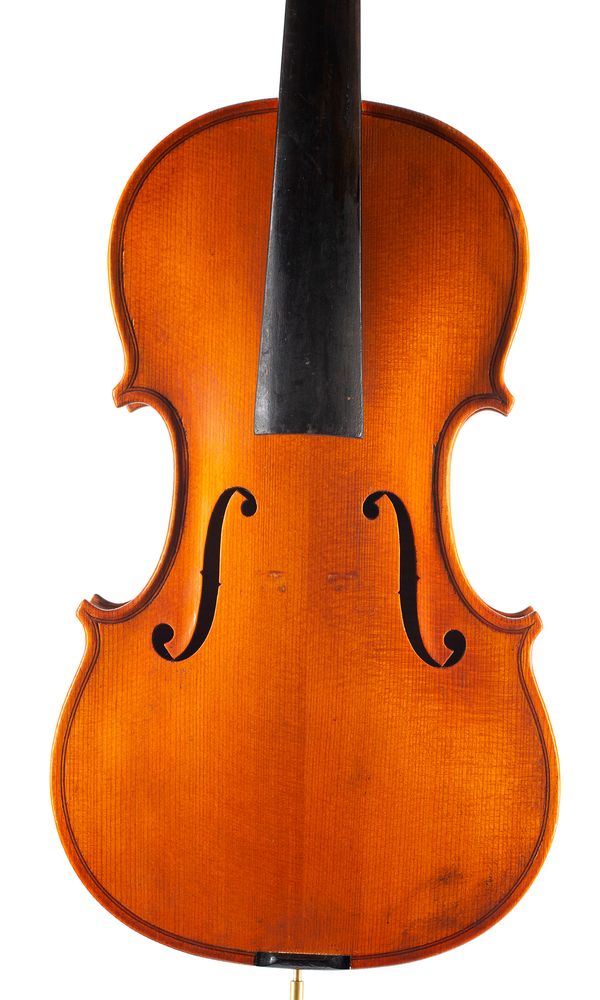 A violin, labelled Giorgio Corsini This Instrument is more than  100 years old .