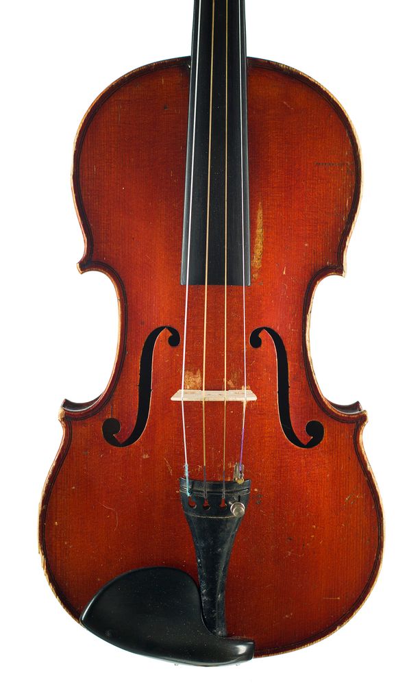 A violin, unlabelled This Instrument is more than  100 years old .