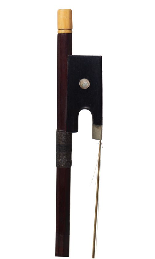 A nickel-mounted violin bow, probably France, 19th Century