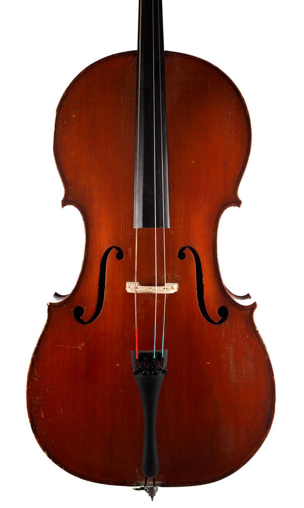 A cello, labelled Lutherie Artistique Claude Leblanc