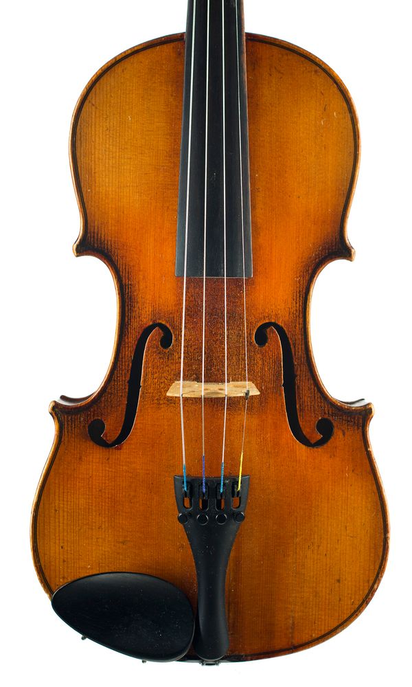 A violin, labelled Franz Hell, Instrumentenmacher