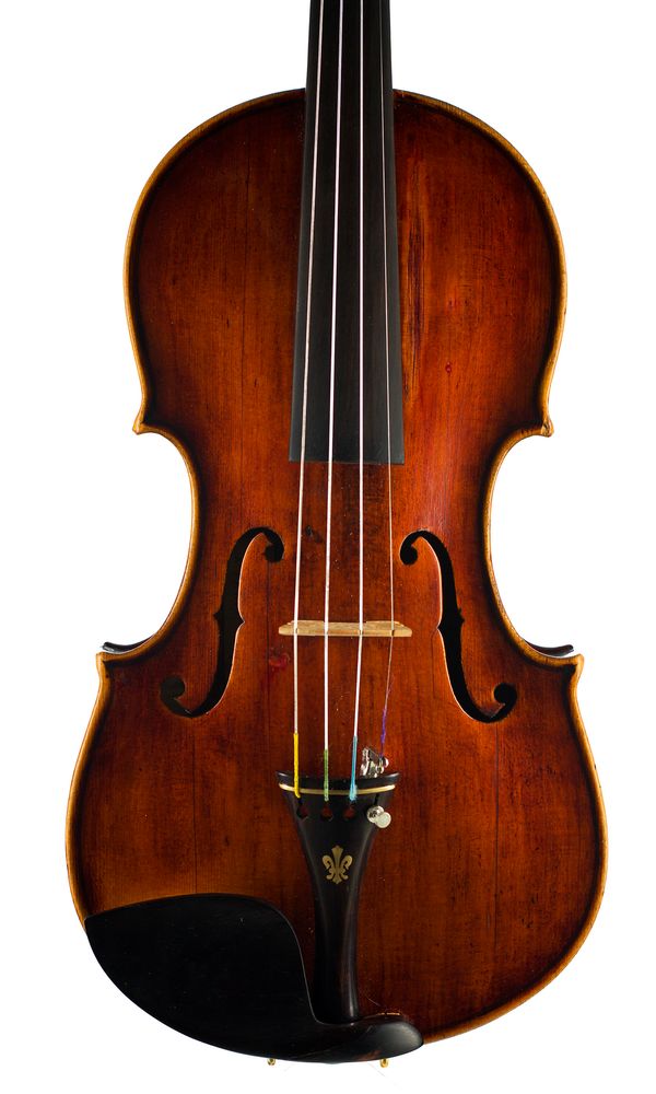 A violin, labelled Jacques Boquay