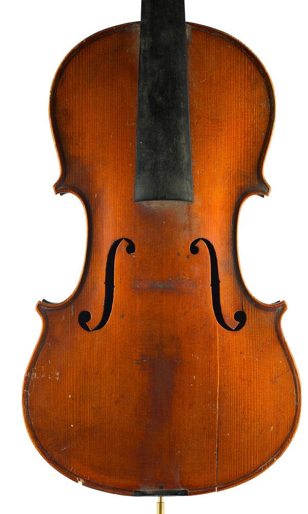 A violin, labelled Antonius Stradivarius over 100 years old