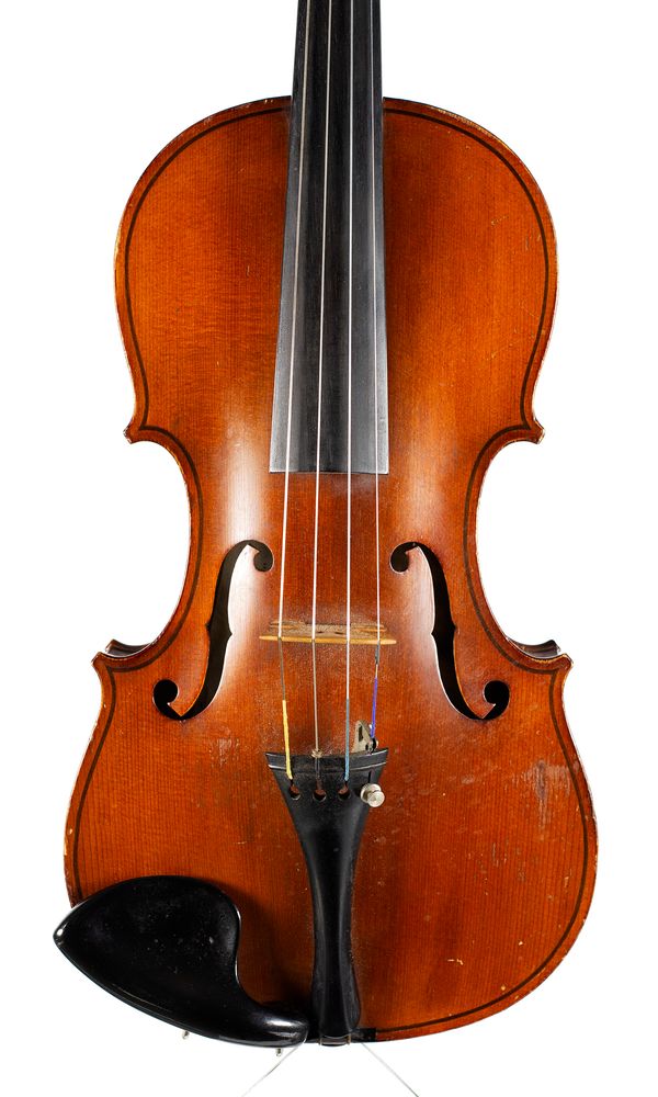 A violin, labelled Hermann Schlosser