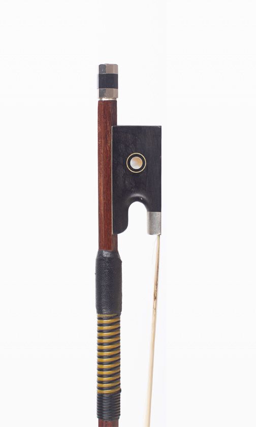 A nickel-mounted violin bow, unbranded